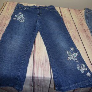 Route 66 Girls Butterfly Blue Jeans Size 16 1/2